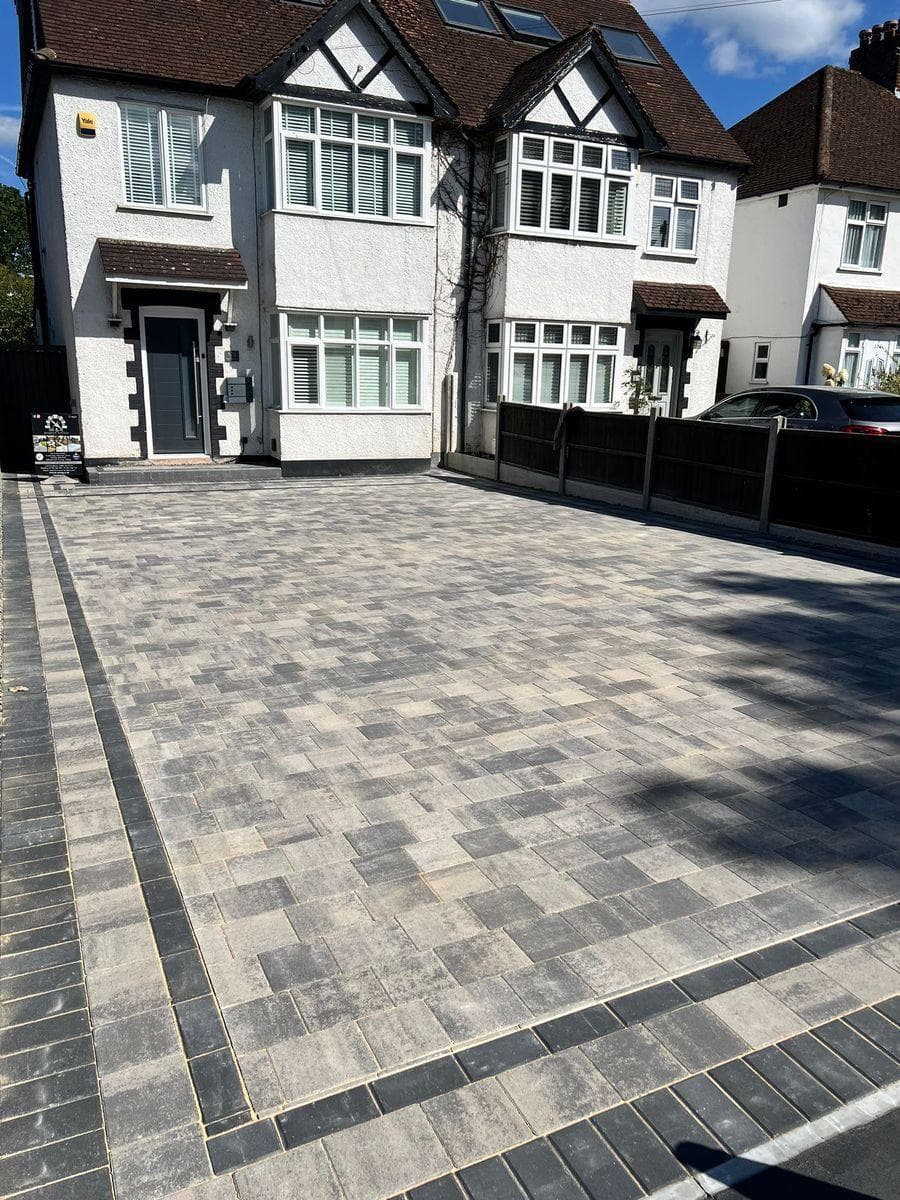 Block paving driveway with charcoal border in Staines